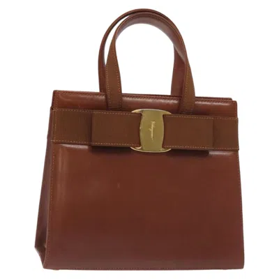 Pre-owned Ferragamo Convertible Vara Bow Tote Leather Leather Handbag () In Brown