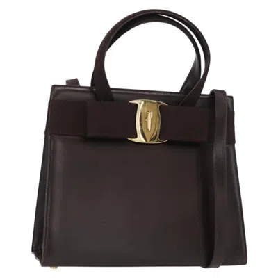 Pre-owned Ferragamo Convertible Vara Bow Tote Leather Leather Handbag () In Brown