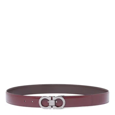 Ferragamo Cordovan Calf Belts In Burgundy