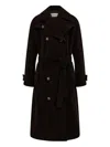 Ferragamo Double-breasted Corduroy Trench Coat In Brown