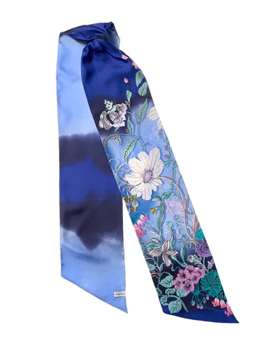 Ferragamo Corisia Floral Silk Scarf In Blue