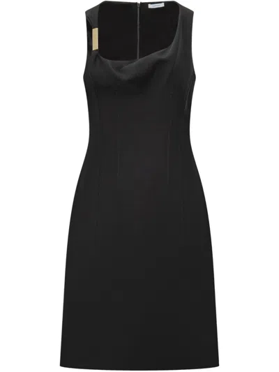 Ferragamo Corseted Midi Dress In Schwarz