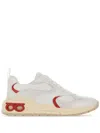 Ferragamo White Nappa Leather And Suede Cosimina Sneakers In Weiss
