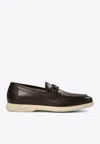 Ferragamo Brown Calf Leather Loafers In Black
