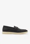Ferragamo Cosimo Gancini Leather Loafers In Black