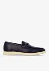 Ferragamo Cosimo Gancini Leather Loafers In Midnight Blue
