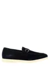 Ferragamo Leather Loafers With Gancini Ornament In Blue