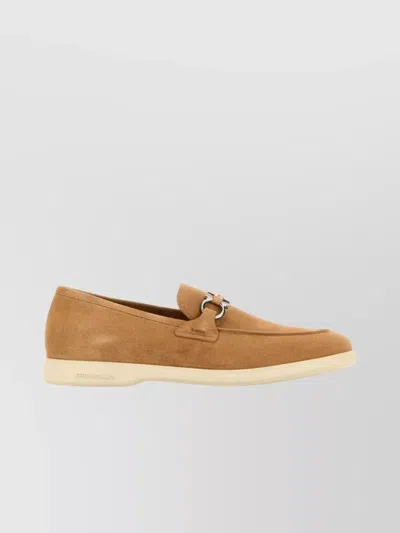 Ferragamo Cosimo Loafers With Metal Buckle Detail In Brown