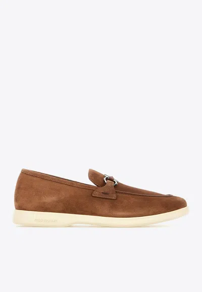 Ferragamo Cosimo Suede Loafers In Brown