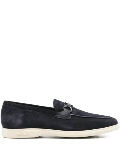 Ferragamo Cosimo Suede Loafers In Blue