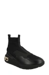 Ferragamo Cosma Knit High Top Sneaker In Black