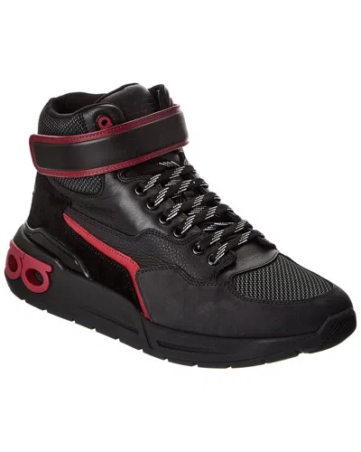 FERRAGAMO FERRAGAMO COSMA LEATHER & MESH HIGH-TOP SNEAKER