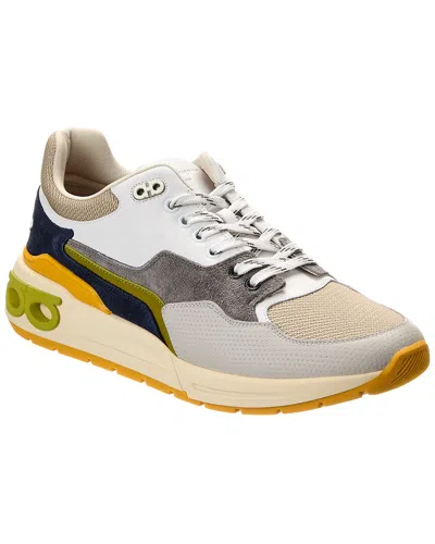 FERRAGAMO FERRAGAMO COSMA LOW LANGUR BITUME LEATHER & SUEDE SNEAKER