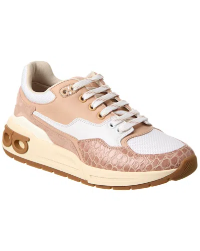 Ferragamo Cosma Low Leather Sneaker In Neutral