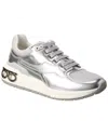 Ferragamo Leather And Fabric Low-top Sneakers In Metallic
