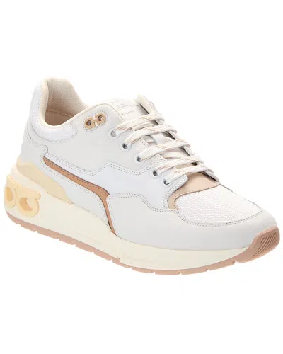 Ferragamo Cosma Low Top Leather Sneaker In White
