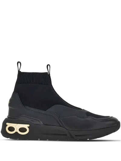 Ferragamo Cosma Sock High-top Sneakers In Black