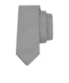 Ferragamo Pearl Grey Silk Tie With Micro-check Pattern In Gray