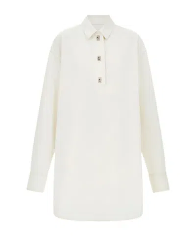 Ferragamo Cotton And Silk Shirt Dress In White