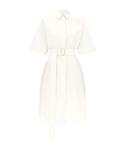 Ferragamo Cotton And Silk Shirt Dress In White