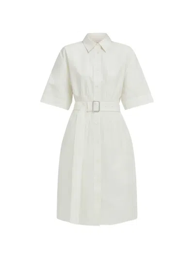 Ferragamo Cotton And Silk Shirt Dress In White