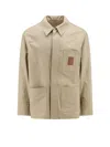 Ferragamo Men Cotton And Viscose Jacket With Gancini Leather Patch In Neutral