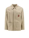 Ferragamo Men Cotton And Viscose Jacket With Gancini Leather Patch In Beige