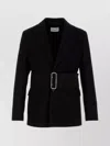 Ferragamo Cotton Blazer With Belted Design And Flap Pockets In Black