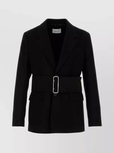Ferragamo Cotton Blazer With Belted Design And Flap Pockets