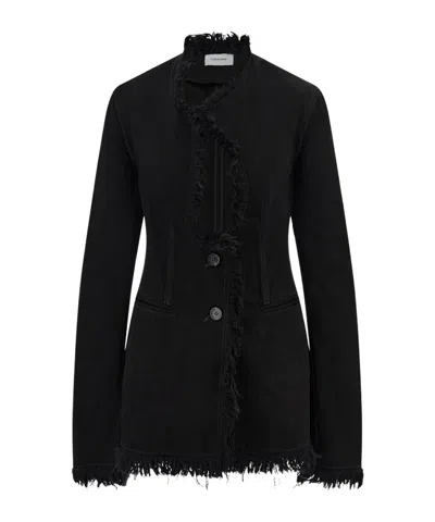 FERRAGAMO COTTON BLAZER WITH FRINGE DETAIL