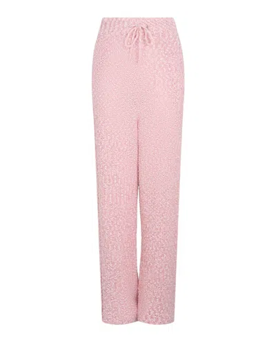 Ferragamo Cotton Bouclé Knitted Pants In Pink