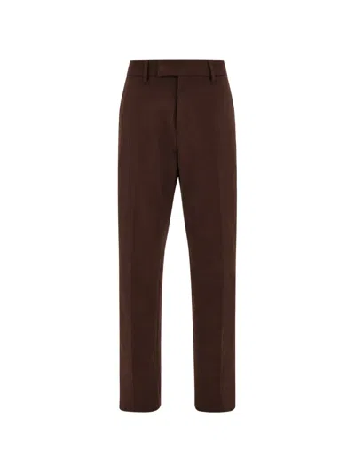 Ferragamo Wide-leg Virgin Wool Tailored Trousers In Brown