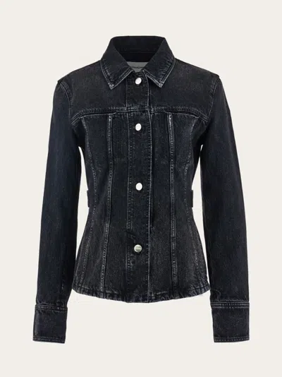 Ferragamo Cotton Denim Jacket In Black