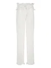 Ferragamo High Waist Wide Leg Trousers With Frayed Hem