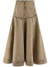 Ferragamo Flared Denim Skirt In Brown