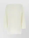 Ferragamo Cotton Oversize Sweater Ribbed Texture In Neutral