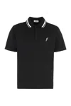 Ferragamo Ribbed Collar Polo Shirt In Cotton-piqué In Black