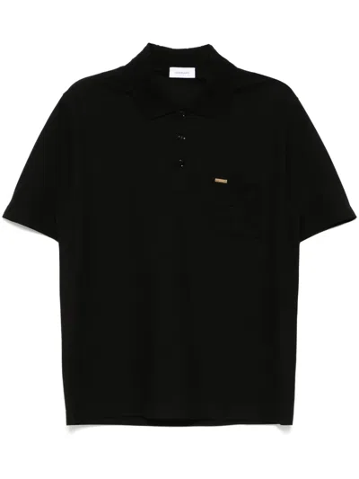 Ferragamo Cotton Polo Shirt In Black