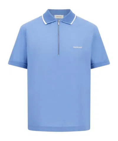 FERRAGAMO COTTON POLO SHIRT WITH ZIP CLOSURE