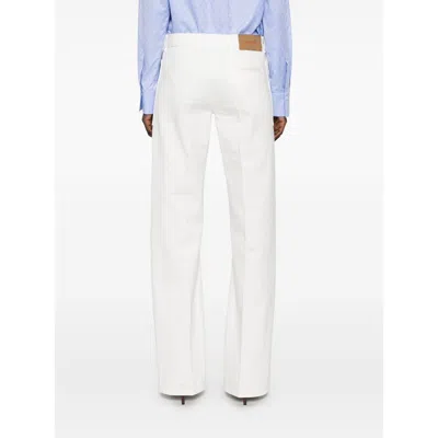 Ferragamo Silk And Viscose Blend Trousers In White