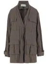 Ferragamo Brown Cotton Ruched Effect Jacket