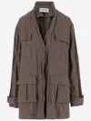 Ferragamo Cotton Ruched Effect Jacket In Brown