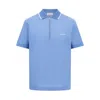 Ferragamo Cotton Polo Shirt With Zip Closure In Blue