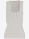 Ferragamo Salvatore  Cotton Tank Top With Shaped Neckline In White