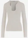 Ferragamo Cotton Top With Shaped Neckline In White