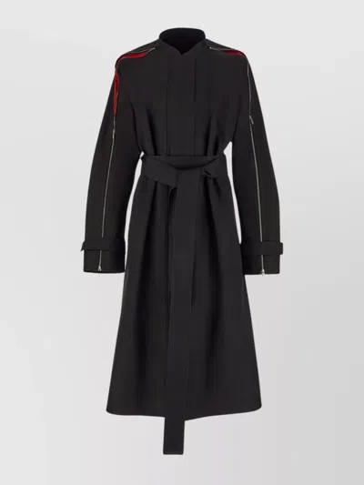 Ferragamo Zip-detailed Cotton-blend Trench Coat In Black