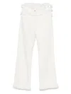 Ferragamo High Waist Wide Leg Trousers With Frayed Hem
