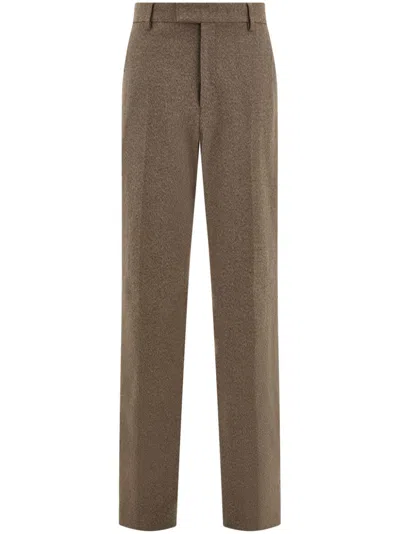 Ferragamo Cotton Trousers In Brown
