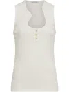 Ferragamo Salvatore  Cotton Tank Top With Shaped Neckline In White