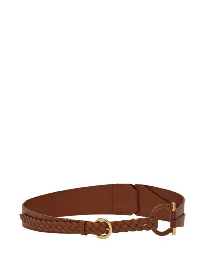 Ferragamo Covered-gancini Fixed Belt In Brown